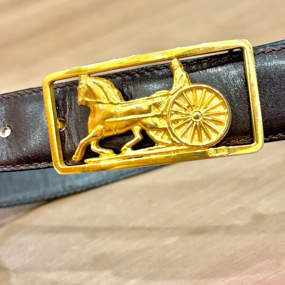 CELINE Horse Carriage Vintage Brown Belt - Size 60 (XXS) - Picture 7 of 12